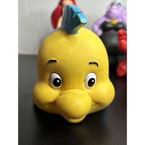 Vintage The Little Mermaid Bath Toy Lot - Ursula Flounder Sebastian Figures - Picture 3 of 16